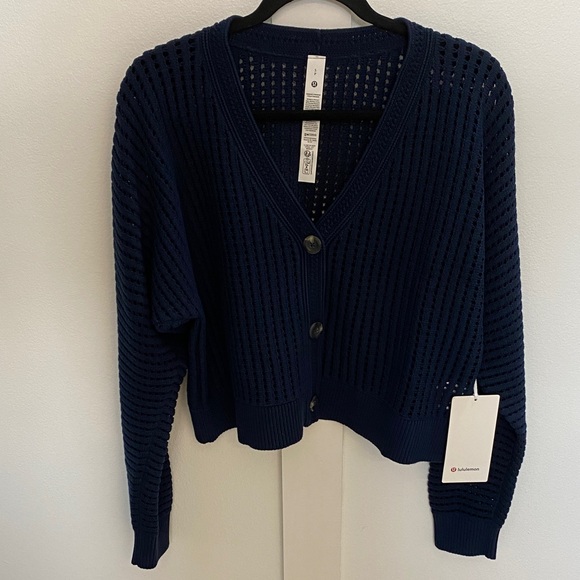Lululemon Cotton Crochet Mesh Relaxed Fit Cardigan - NWT - Picture 1 of 8